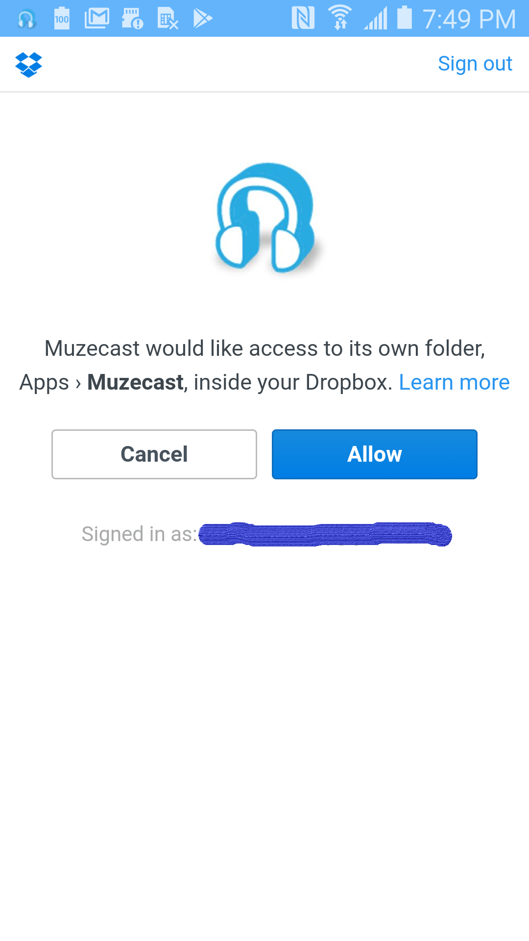 Dropbox Allow